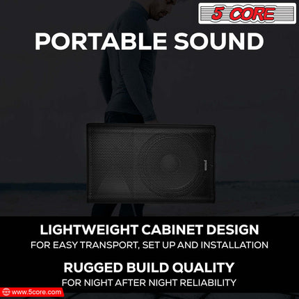 CC8- 5 Core Powered PA Speaker • 1500W Peak Portable Active Powered DJ Audio System • w Bluetooth 5.1 • SD USB AUX MIC FM RCA Input • 2 Wireless UHF Microphone • Remote- ACTIVE DJ 12 2-MIC - Likeshoppe 