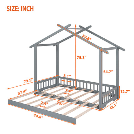 AS7- Extending House Bed, Wooden Daybed, - Likeshoppe 