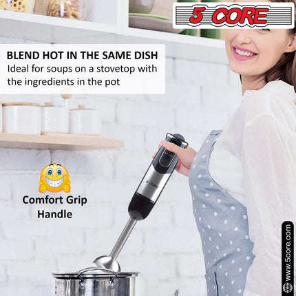 BQ1- 5 Core Handheld Blender, Electric Hand Blender 8-Speed 500W, Immersion Hand Held Blender Stick with Food Grade Stainless Steel Blades for Perfect Smoothies, Puree Baby Food & Soup - HB 1510 - Likeshoppe 