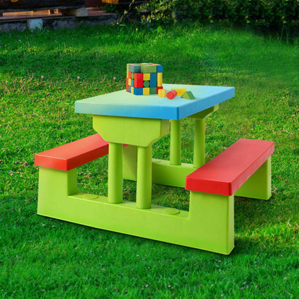 BM4- Kids Picnic Folding Table and Bench Set with Umbrella - Likeshoppe 