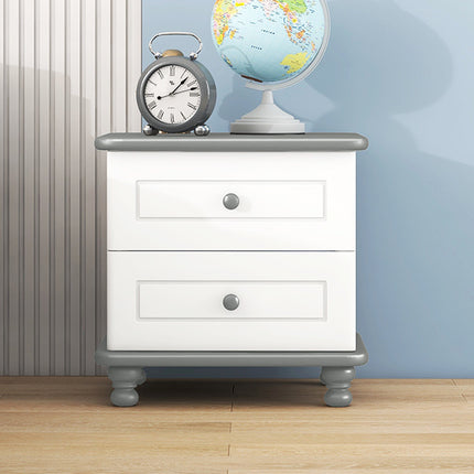 AW1- Wooden Nightstand with Two Drawers for Kids,End Table for Bedroom,White+Gray - Likeshoppe 