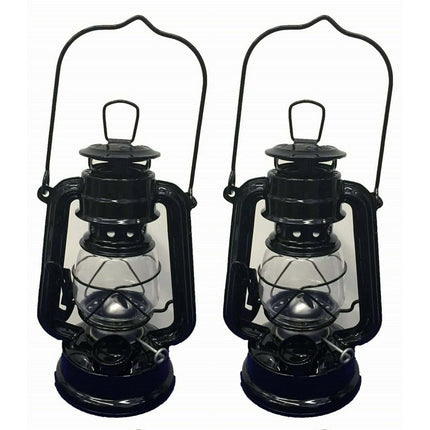BU13- Lot of 2 - 8 Inch Black Hurricane Kerosene Oil Lantern Hanging Light / Lamp - Likeshoppe 