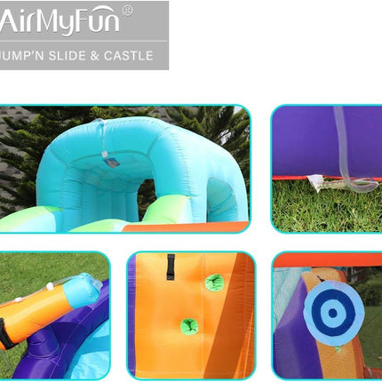 BC8- AirMyFun Inflatable Bounce House, Jumping Castle with Water and Slide, Inflatable Bouncer with Air Blower, Water Spray for Summer Time, Idea for Kids (Water Park) - Likeshoppe 