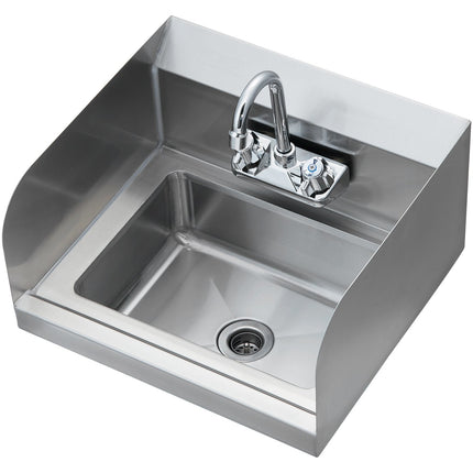 BW1- Commercial Hand Sink with Faucet and Side Splash, NSF Stainless Steel Sink for Washing, Small Hand Washing Sink, Wall Mount Hand Basin for Restaurant, Kitchen, Bar, Garage and Home - Likeshoppe 