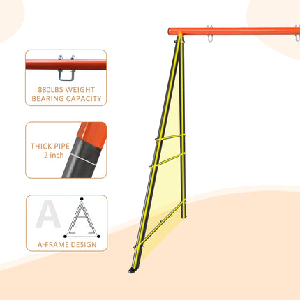 AZ1-Metal Swing Stand Swing Sets for Backyard,Powder Coated Swing Frame of Swing Set with Extra Side Bars,880 Lbs Heavy-Duty A-Frame Outdoor Swing Fits Swing Chair,Porch Swing - Likeshoppe 