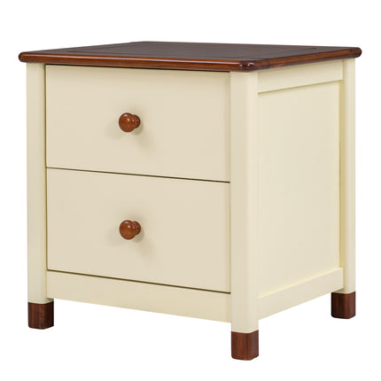 AW5- Wooden Nightstand with Two Drawers for Kids,End Table for Bedroom,Cream+Walnut - Likeshoppe 