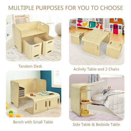 AV4- 3 Pieces Kids Wooden Table and Chair Set - Likeshoppe 