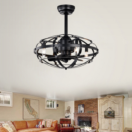 BU17- Hot Sell Industrial Ceiling Fan Light Kit for Living Room Bedroom Kitchen and Bladeless Caged Ceiling Fan with Lights - Likeshoppe 