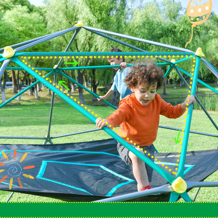 BB6- 12ft Geometric Dome Climber Play Center, Kids Climbing Dome Tower with Hammock, Rust & UV Resistant Steel Supporting 1000 LBS - Likeshoppe 