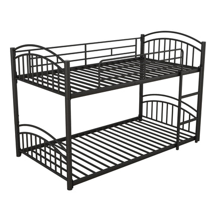 AS18-Twin Over Twin Metal Bunk Bed With Slide; Kids House Bed - Likeshoppe 