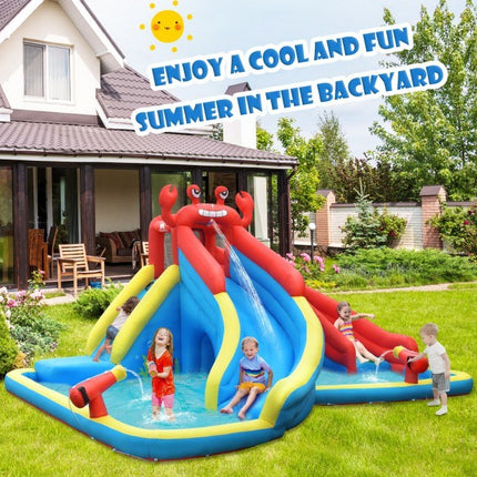 BC18- Inflatable Water Slide Crab Dual Slide Bounce House Without Blower - Likeshoppe 