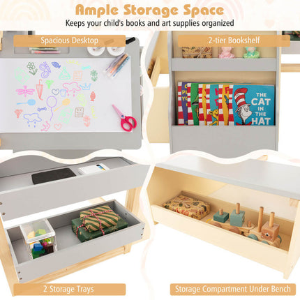 BM2- Kids Art Center Wooden Table Bench Set - Likeshoppe 