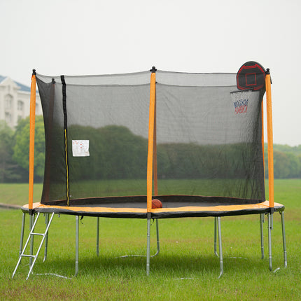 BA8- 15FT Trampoline with Basketball Hoop Inflator and Ladder(Inner Safety Enclosure) Orange - Likeshoppe 