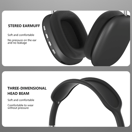 CD3- New  P9 Pro  Max Wireless Bluetooth Headphones HiFi Stereo Noise Cancelling Waterproof Mic Pods Over Ear Sports - Likeshoppe 