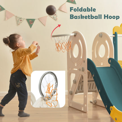 BB21- Kids Slide with Bus Play Structure; Freestanding Bus Toy with Slide for Toddlers; Bus Slide Set with Basketball Hoop - Likeshoppe 