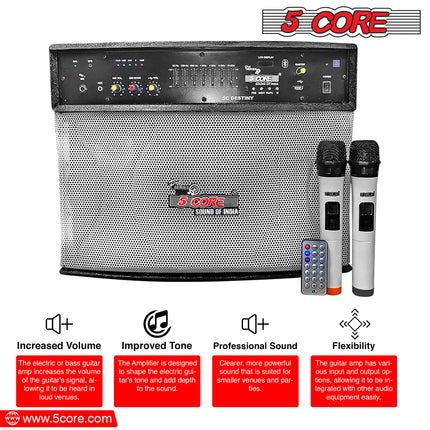 CC23- 5 Core Subwoofer System with Bluetooth/ 40W Active Speaker, Digital Display, 8 Ohm, with AUX, MIC, USB Input with Remote Control Ideal for Karaoke, Presentation, Meeting- Destiny - Likeshoppe 