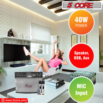 CC23- 5 Core Subwoofer System with Bluetooth/ 40W Active Speaker, Digital Display, 8 Ohm, with AUX, MIC, USB Input with Remote Control Ideal for Karaoke, Presentation, Meeting- Destiny - Likeshoppe 