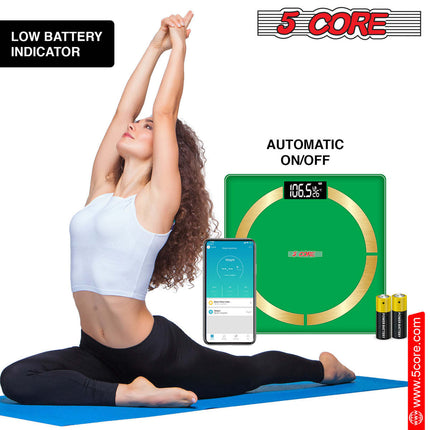 BT2- 5 Core Bathroom Scale for Body Weight • Digital Scale with Smart Accurate App sync w Bluetooth • 13 Body Composition Analyzer • Battery Operated Health and Fitness Accessory • 400 lbs - BBS 03 B SG - Likeshoppe 