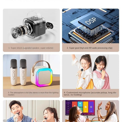 CC4- Karaoke Machine for Kids Adults,Mini Portable Blue-Tooth Karaoke Speaker with 2 Wireless Microphones and Dynamic Lights,Birthday Gift,Home KTV,Outdoor,Travel - Likeshoppe 