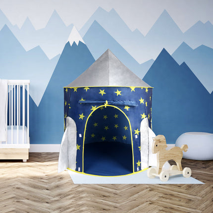 BE6- Kids Tent Rocket Spaceship, Kids Play Tent, Unicorn Tent for Boys & Girls, Kids Playhouse, Pop up Tents Foldable, Toddler Tent, Gift for Kids, Indoor & Outdoor, Blue, Space Theme - Likeshoppe 