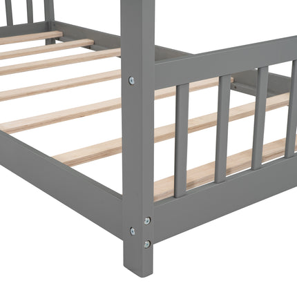 AS10- Twin Size House Bed Wood Bed - Likeshoppe 
