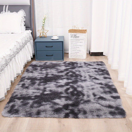 AR6- 1pc, High Pile Tie-Dyed Shaggy Rug for Living Room and Bedroom - Fire Retardant, Machine Washable, Anti-Skid, Faux Fur, Plush Carpet - Perfect for Nursery Decor
