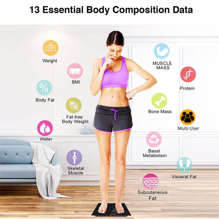 BT1- 5 Core Scale for Body Weight Battery Power Smart Digital Most Accurate Fat Loss Machine Pesas Para Pesar Personas w App Sync - BBS DOT B BLK - Likeshoppe 