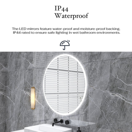 BU9- 24 in. Round Wall-Mounted Dimmable LED Bathroom Vanity Mirror with Defogger and Bluetooth Music Speaker - Likeshoppe 