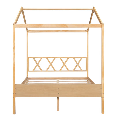 AS27- Full Size Wood House Bed with Storage Space - Likeshoppe 