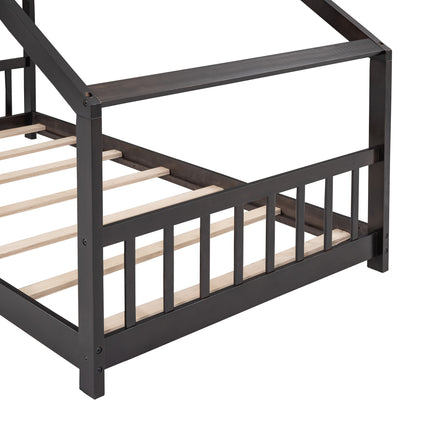 AS10- Twin Size House Bed Wood Bed - Likeshoppe 