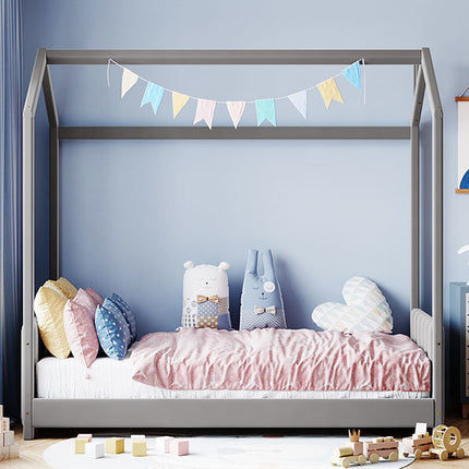 AS15- Twin Size Velvet House Bed Wood Bed - Likeshoppe 