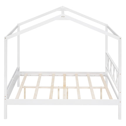AS27- Full Size Wood House Bed with Storage Space - Likeshoppe 