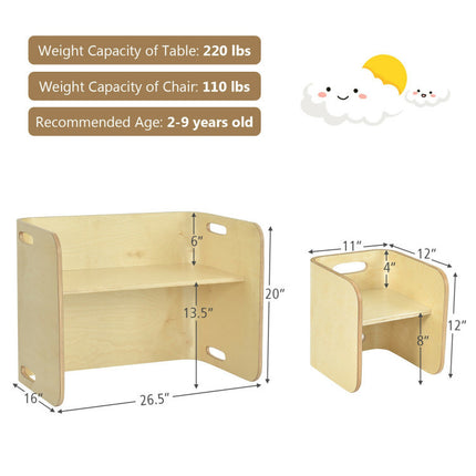 AV4- 3 Pieces Kids Wooden Table and Chair Set - Likeshoppe 