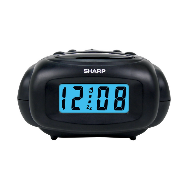 CH34- SHARP Digital Alarm Clock, Black, LCD Display, Battery Operated, Small, Travel Clock - Likeshoppe 
