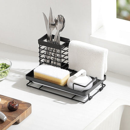 BY3- Kitchen Supplies Cloth Rack New Sponge Cloth Drain Rack with Chopstick Tube Easy Storage Storage Shelf Kitchen Sorting Rack - Likeshoppe 