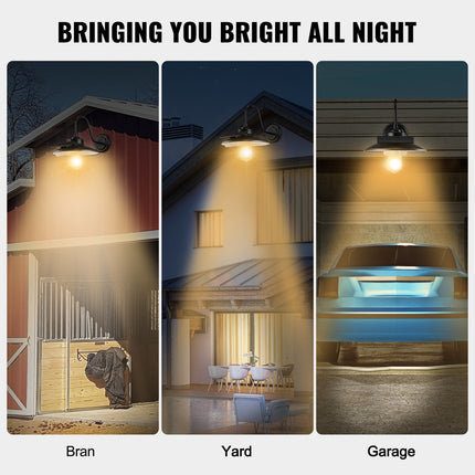 BU22- Solar Barn Light, 3 Lighting Modes & Motion Sensor, Dusk to Dawn Outdoor Wall Sconces, Exterior Farmhouse Gooseneck Lights, Wall Mount, IP65 Waterproof for Outside Yard Street Garage Shed Patio - Likeshoppe 