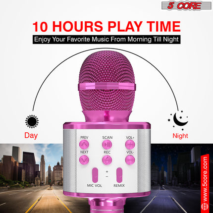 CC21- 5 Core Karaoke Wireless Microphones Bluetooth • w Stereo Mic Speaker • Portable Recording Microfono Inalambrico • SD Card & USB • Gifts Music Toys for Kids and Adults All Age- WM SPK PINK - Likeshoppe 