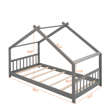 AS10- Twin Size House Bed Wood Bed - Likeshoppe 
