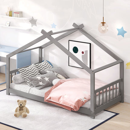 AS10- Twin Size House Bed Wood Bed - Likeshoppe 