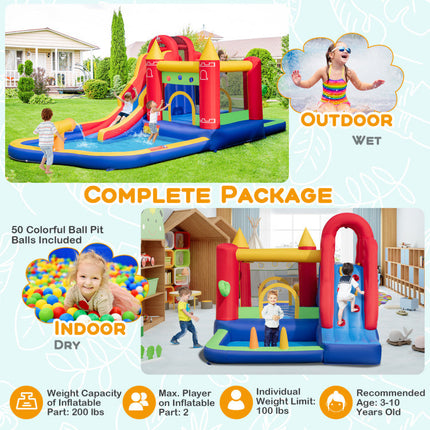 BC12- 9-in-1 Inflatable Bounce Castle with Water Slide and Splash Pool without Blower - Likeshoppe 