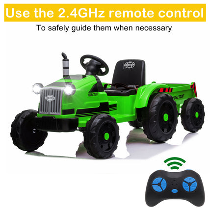 BH19- Toy Tractor with Trailer,3-Gear-Shift Ground Loader Ride On with LED Lights - Likeshoppe 