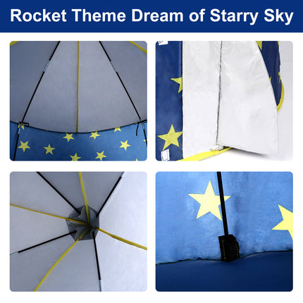BE6- Kids Tent Rocket Spaceship, Kids Play Tent, Unicorn Tent for Boys & Girls, Kids Playhouse, Pop up Tents Foldable, Toddler Tent, Gift for Kids, Indoor & Outdoor, Blue, Space Theme - Likeshoppe 