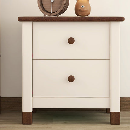 AW5- Wooden Nightstand with Two Drawers for Kids,End Table for Bedroom,Cream+Walnut - Likeshoppe 