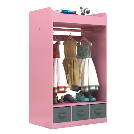 AX3- Kids Costume Organizer, Costume Rack, Kids Armoire, Open Hanging Armoire Closet with Mirror-PINK - Likeshoppe 