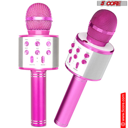 CC21- 5 Core Karaoke Wireless Microphones Bluetooth • w Stereo Mic Speaker • Portable Recording Microfono Inalambrico • SD Card & USB • Gifts Music Toys for Kids and Adults All Age- WM SPK PINK - Likeshoppe 