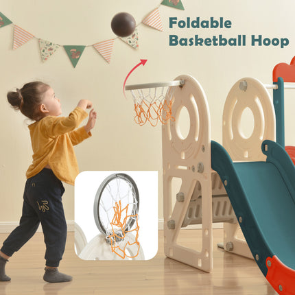BB21- Kids Slide with Bus Play Structure; Freestanding Bus Toy with Slide for Toddlers; Bus Slide Set with Basketball Hoop - Likeshoppe 