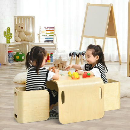 AV4- 3 Pieces Kids Wooden Table and Chair Set - Likeshoppe 