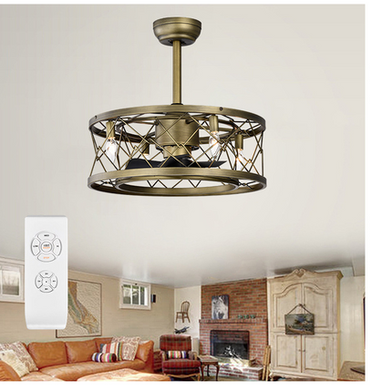 BU12- Small Low profile Enclosed Modern Revrersible Bladeless Ceiling Fan with Lights 20'' Caged Ceiling Fan with Light for bedroom - Likeshoppe 