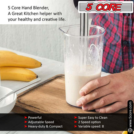 BQ1- 5 Core Handheld Blender, Electric Hand Blender 8-Speed 500W, Immersion Hand Held Blender Stick with Food Grade Stainless Steel Blades for Perfect Smoothies, Puree Baby Food & Soup - HB 1510 - Likeshoppe 