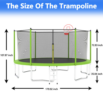 BA13- 15FT trampoline green - Likeshoppe 